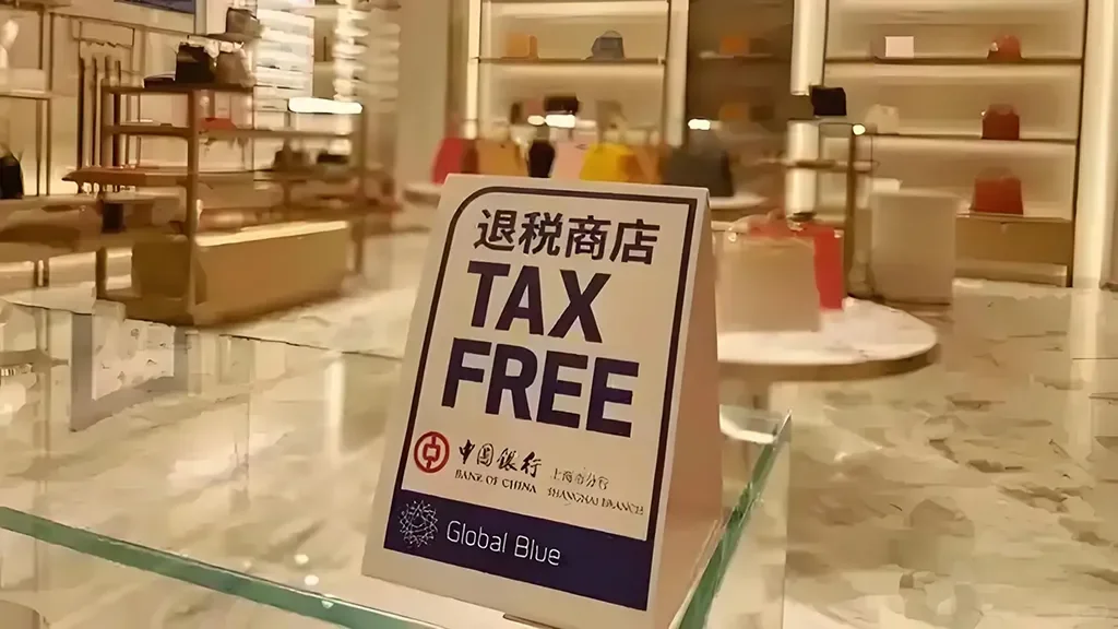 China Tax Free logo displayed in store windows